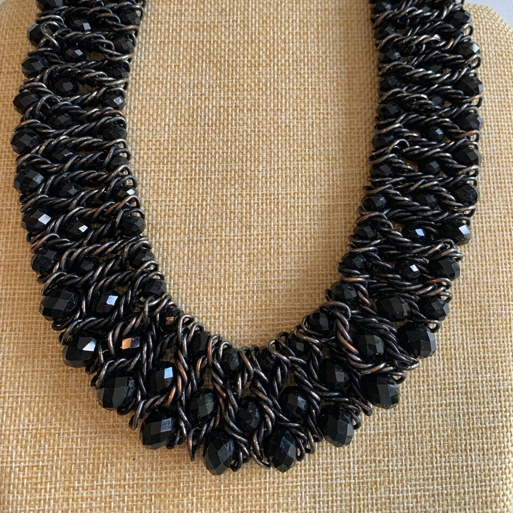 Brutalist collar necklace with high quality crystal beads.